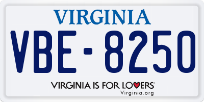 VA license plate VBE8250