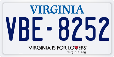 VA license plate VBE8252