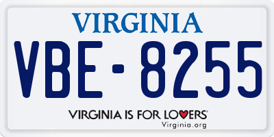 VA license plate VBE8255