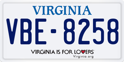 VA license plate VBE8258