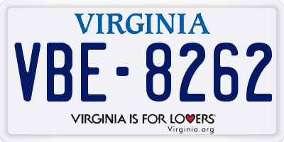 VA license plate VBE8262
