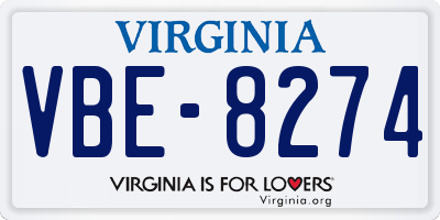 VA license plate VBE8274
