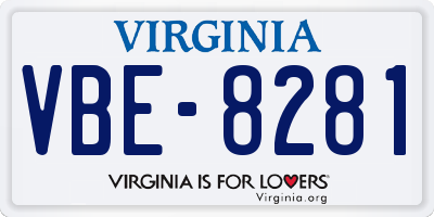 VA license plate VBE8281