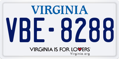 VA license plate VBE8288