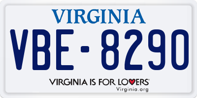 VA license plate VBE8290