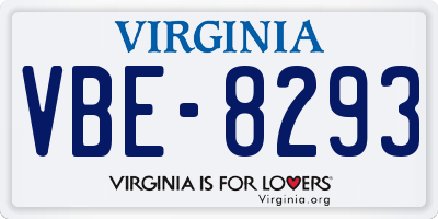 VA license plate VBE8293