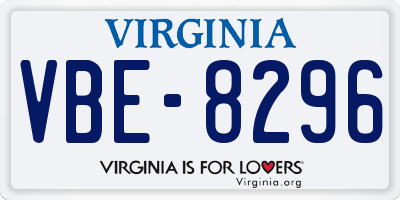 VA license plate VBE8296