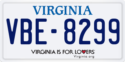 VA license plate VBE8299