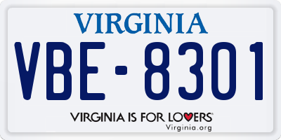 VA license plate VBE8301