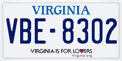 VA license plate VBE8302