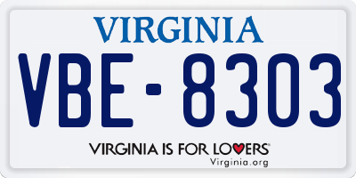 VA license plate VBE8303