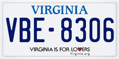 VA license plate VBE8306