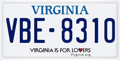 VA license plate VBE8310