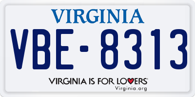 VA license plate VBE8313