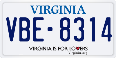 VA license plate VBE8314