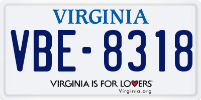VA license plate VBE8318