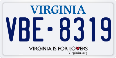 VA license plate VBE8319