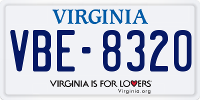 VA license plate VBE8320