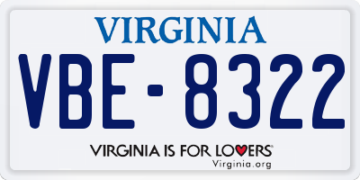 VA license plate VBE8322