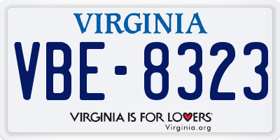 VA license plate VBE8323