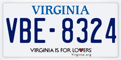 VA license plate VBE8324