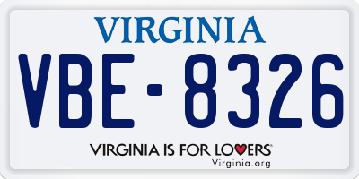 VA license plate VBE8326