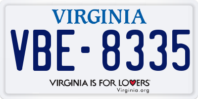 VA license plate VBE8335