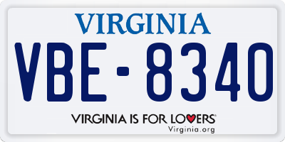 VA license plate VBE8340
