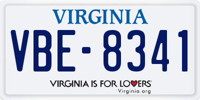 VA license plate VBE8341