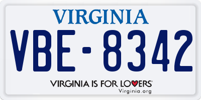VA license plate VBE8342