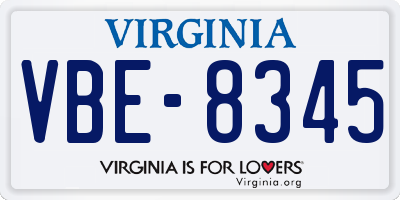 VA license plate VBE8345