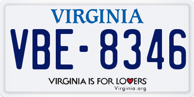 VA license plate VBE8346
