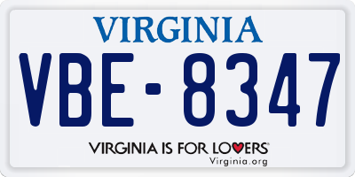 VA license plate VBE8347
