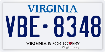 VA license plate VBE8348