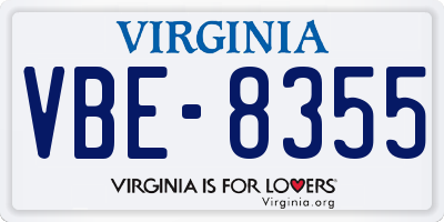 VA license plate VBE8355