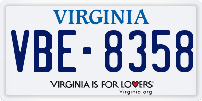 VA license plate VBE8358