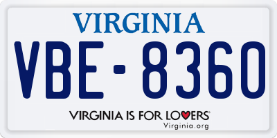 VA license plate VBE8360