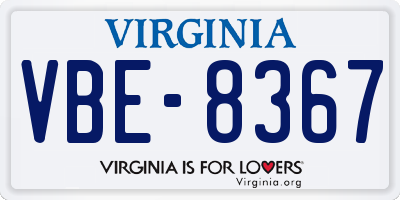 VA license plate VBE8367