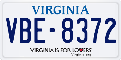 VA license plate VBE8372
