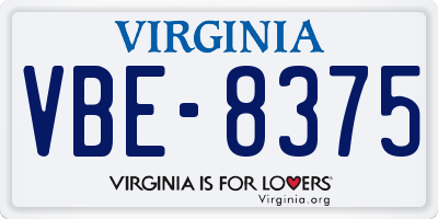 VA license plate VBE8375