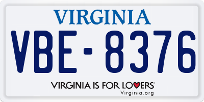 VA license plate VBE8376