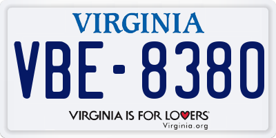 VA license plate VBE8380