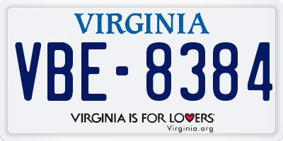 VA license plate VBE8384
