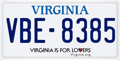 VA license plate VBE8385