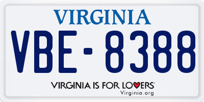 VA license plate VBE8388