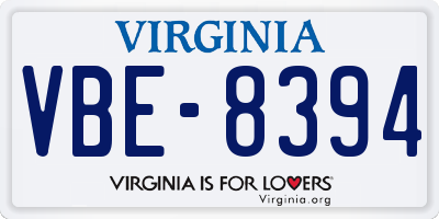 VA license plate VBE8394