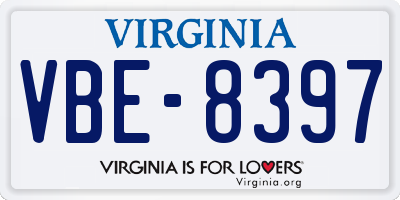 VA license plate VBE8397