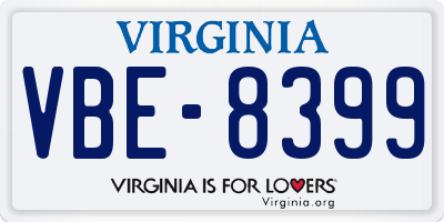 VA license plate VBE8399