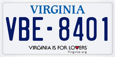 VA license plate VBE8401