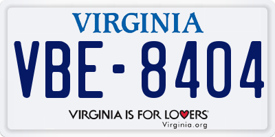 VA license plate VBE8404